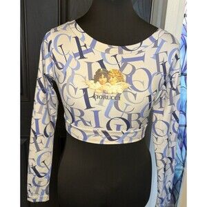 VTG Fiorucci Angel Long Sleeve Crop Top size XS RARE